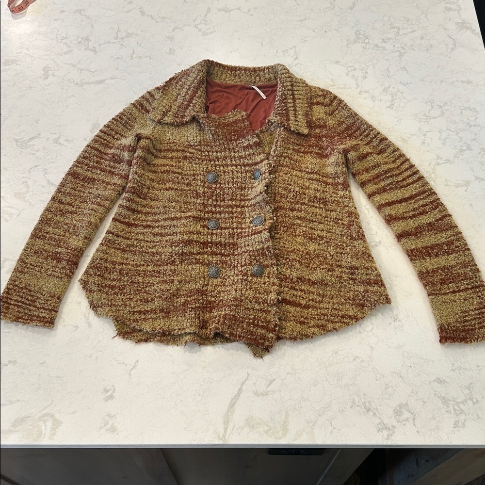 FREE PEOPLE Zebra Yarn Button Down Wool Jacket Coat - Picture 14 of 16